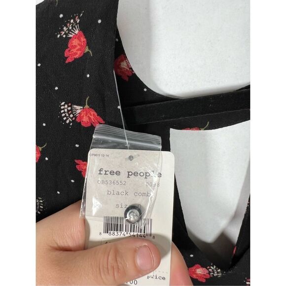 Free People Women’s Floral Tegan Printed Cutout Mini Dress Black Size 0 … - Picture 8 of 11